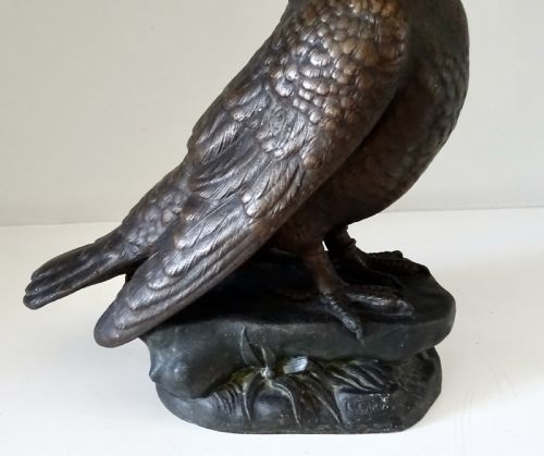 fig 1. SPELTER RACING PIGEON BY L CARVIN