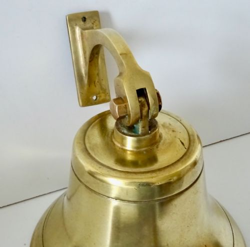 fig 1. WALL MOUNTED BRASS BELL WITH ORIGINAL CLAPPER AND ROPE