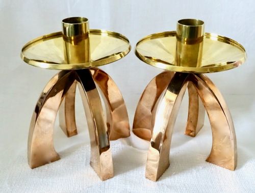 Arts and Crafts Bronze and Brass Candlesticks