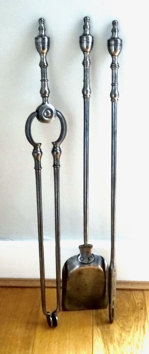 Circa 1900 a Set of Steel Fire Irons