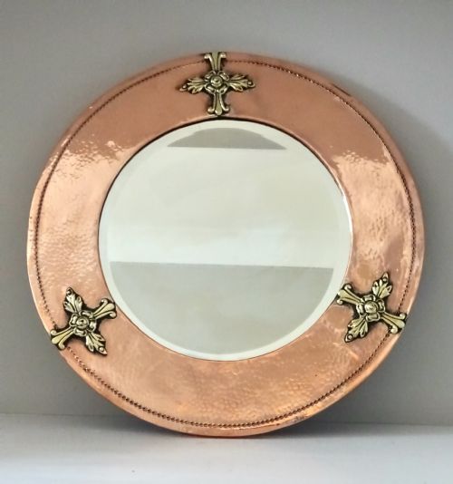 Arts and Crafts Copper and Brass Mirror