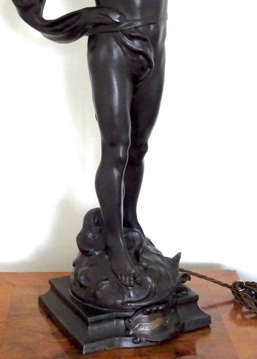 LARGE MOREAU SPELTER PRIMAX FIGURE LAMP - ADDITIONAL PHOTO 5