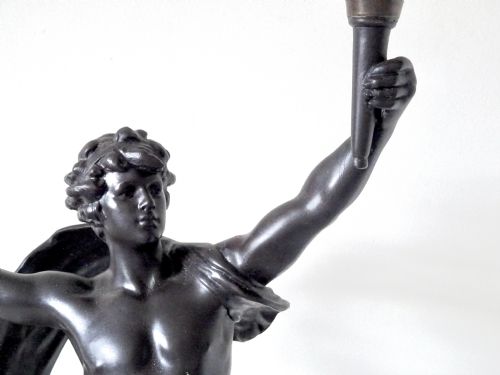 LARGE MOREAU SPELTER PRIMAX FIGURE LAMP - ADDITIONAL PHOTO 6