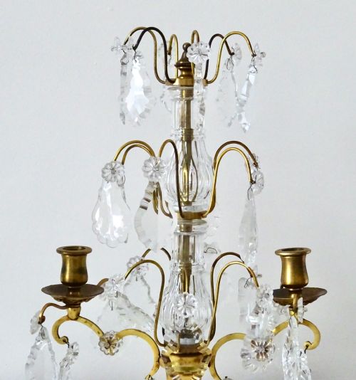 fig 2. PAIR OF CANDELABRA WITH GLASS DROPS