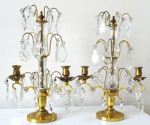 Pair of Candelabra with Glass Drops