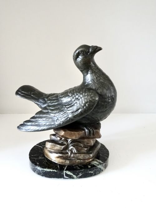 Spelter Racing Pigeon by Carvin on a Marble Base