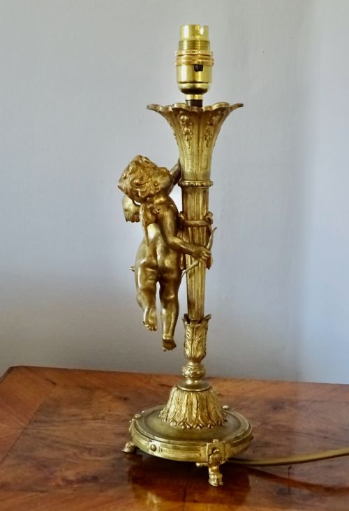 E. Mottheau of Paris - Gilded Cherub Lamp