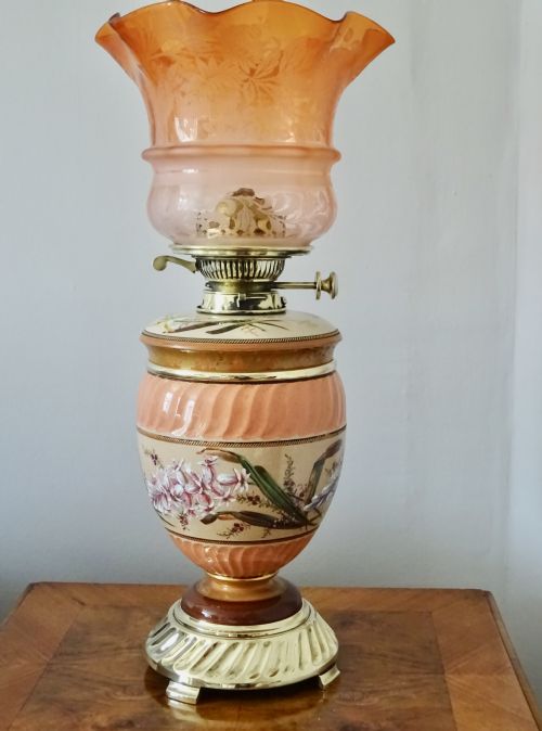 Victorian Oil Lamp with Original Glass Shade