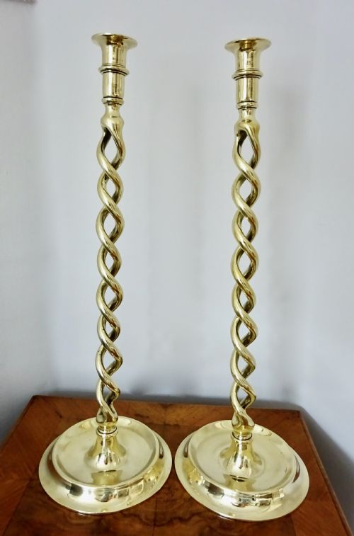 Pair Exceptionally Tall Open Twist Candlesticks
