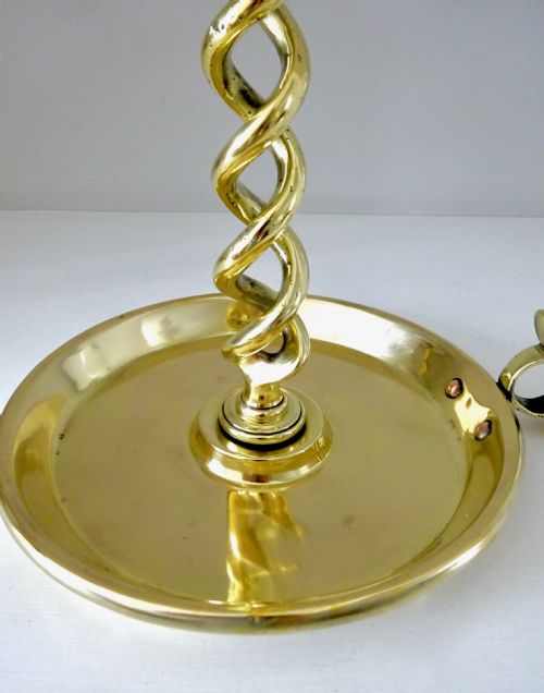 C 1900 TWISTED BRASS CANDLESTICK ON FITTED BASE - ADDITIONAL PHOTO 2