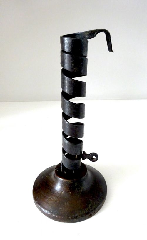 19thc Iron Pigtail Spiral Candlestick