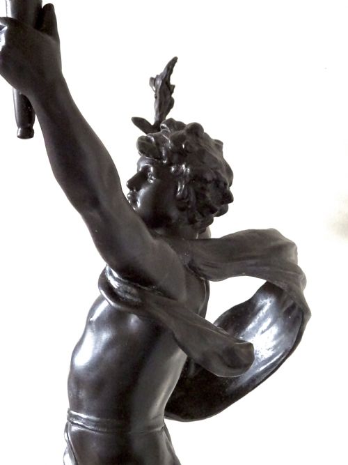 LARGE MOREAU SPELTER PRIMAX FIGURE LAMP - ADDITIONAL PHOTO 2