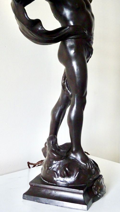 LARGE MOREAU SPELTER PRIMAX FIGURE LAMP - ADDITIONAL PHOTO 12