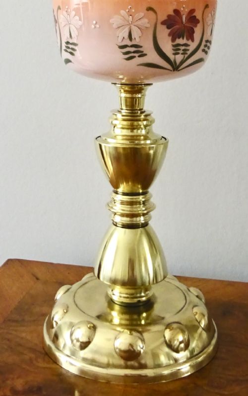 19101930 AN OIL LAMP WITH DECORATIVE PAINTED BOWL - ADDITIONAL PHOTO 6