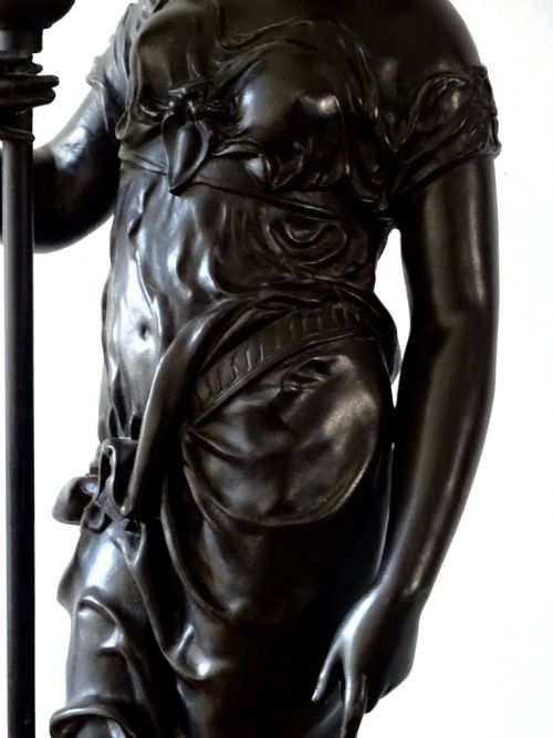 TALL SPELTER LAMP WITH TORCHERE SHADE - ADDITIONAL PHOTO 8