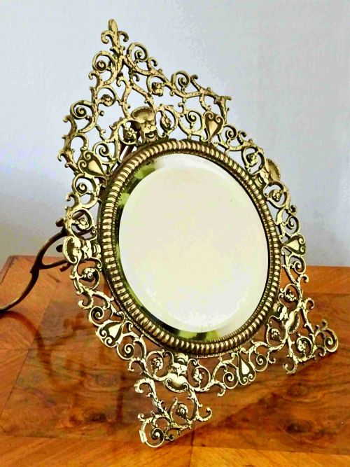 fig 1. VICTORIAN ORNATE BRASS MIRROR