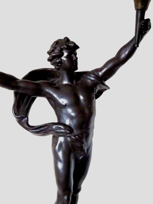 LARGE MOREAU SPELTER PRIMAX FIGURE LAMP - ADDITIONAL PHOTO 3