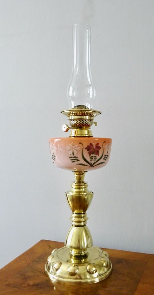 19101930 AN OIL LAMP WITH DECORATIVE PAINTED BOWL - ADDITIONAL PHOTO 5