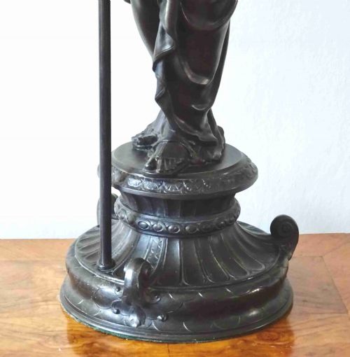 TALL SPELTER LAMP WITH TORCHERE SHADE - ADDITIONAL PHOTO 4