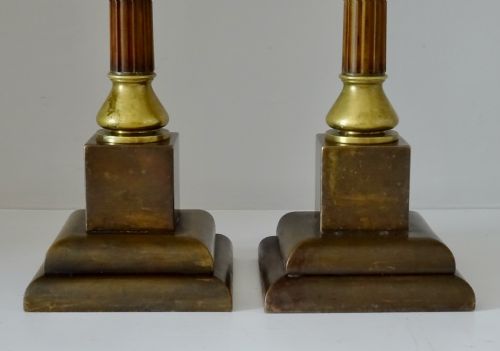 C1910 BRONZE AND BRASS CANDLESTICKS - ADDITIONAL PHOTO 2