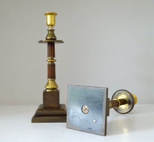 C1910 BRONZE AND BRASS CANDLESTICKS - ADDITIONAL PHOTO 4