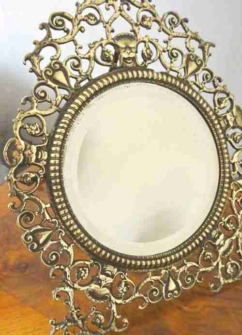 Victorian Ornate Brass  Mirror