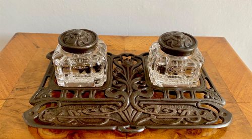 1907  Art Nouveau Stand with Original Ink Bottles