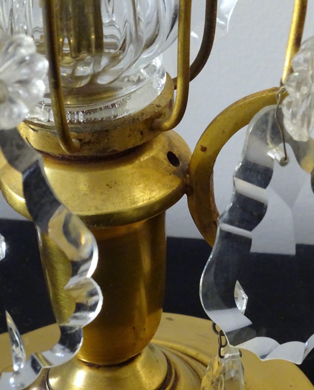 PAIR OF CANDELABRA WITH GLASS DROPS View VI