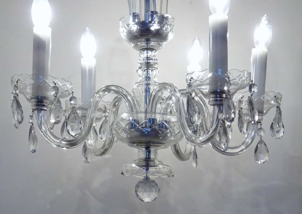 FIVE ARM GLASS CHANDELIER View II