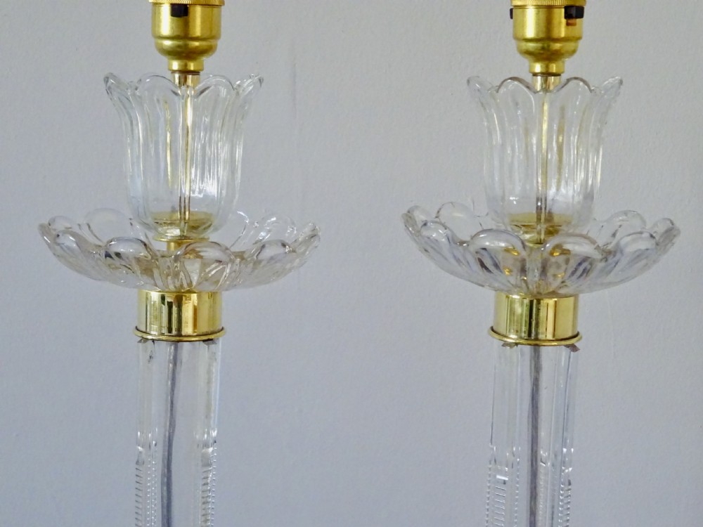 PAIR TALL GLASS VICTORIAN  LAMPS View II