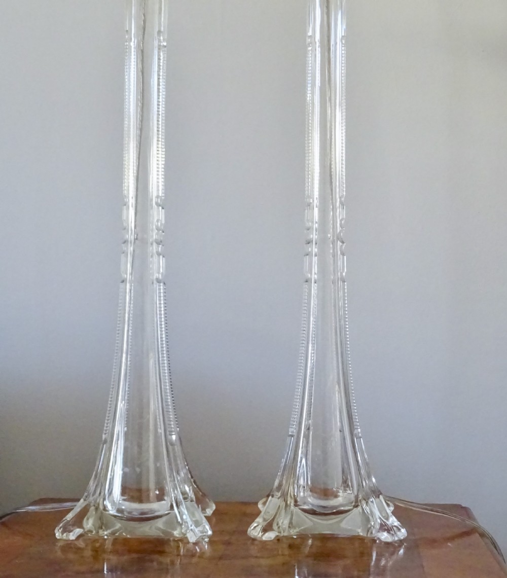 PAIR TALL GLASS VICTORIAN  LAMPS View III
