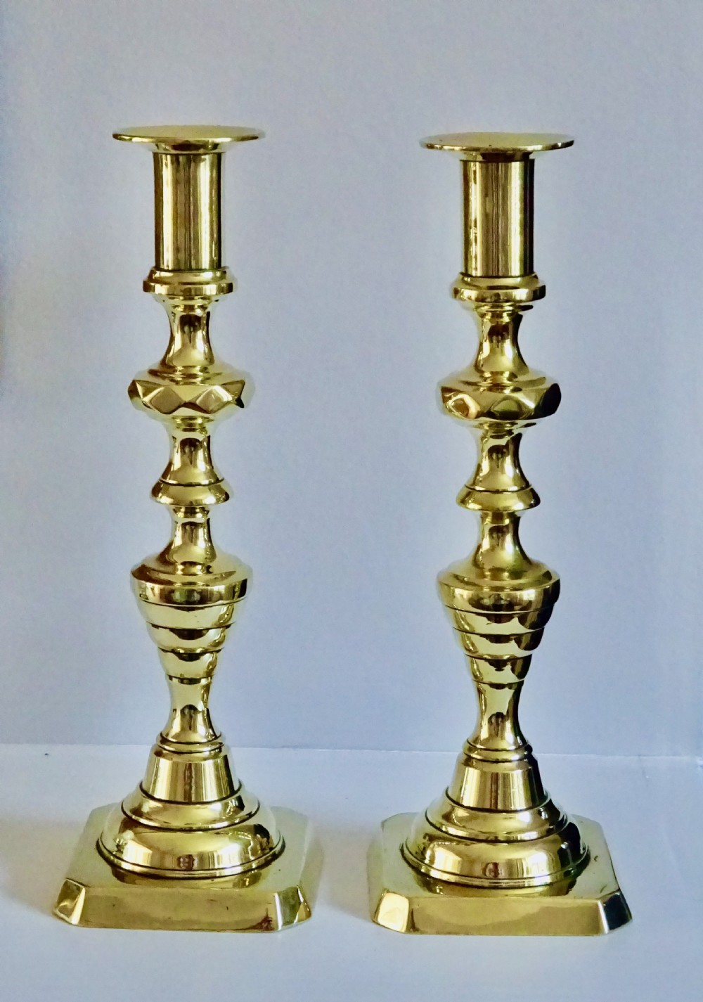 PAIR VICTORIAN BRASS CANDLESTICKS View V