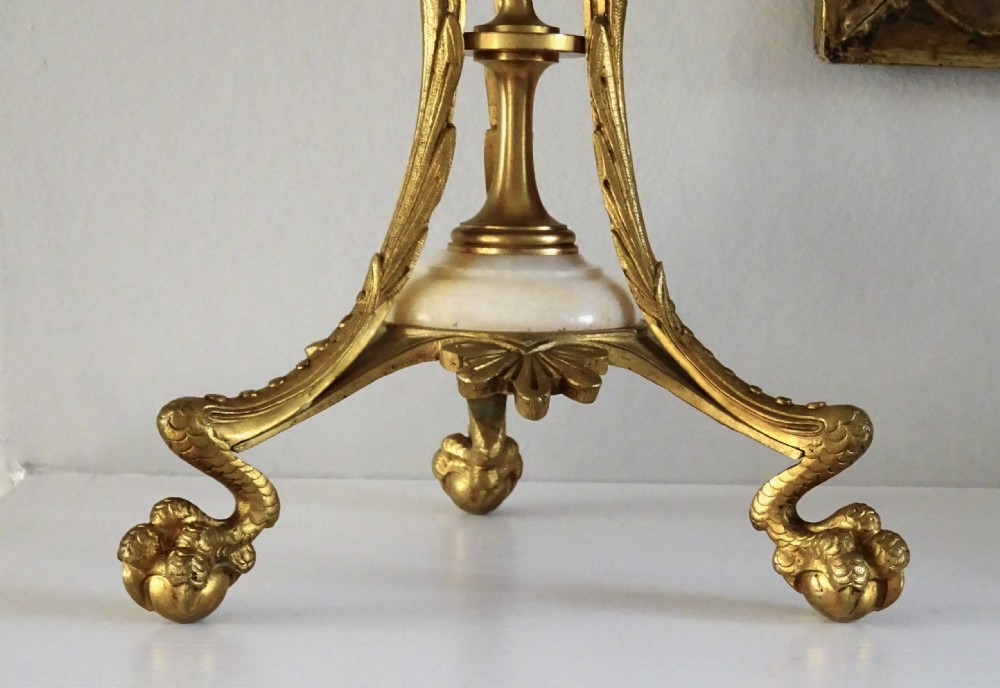 PAIR VICTORIAN ORMOLU AND MARBLE CANDELABRA  View VI