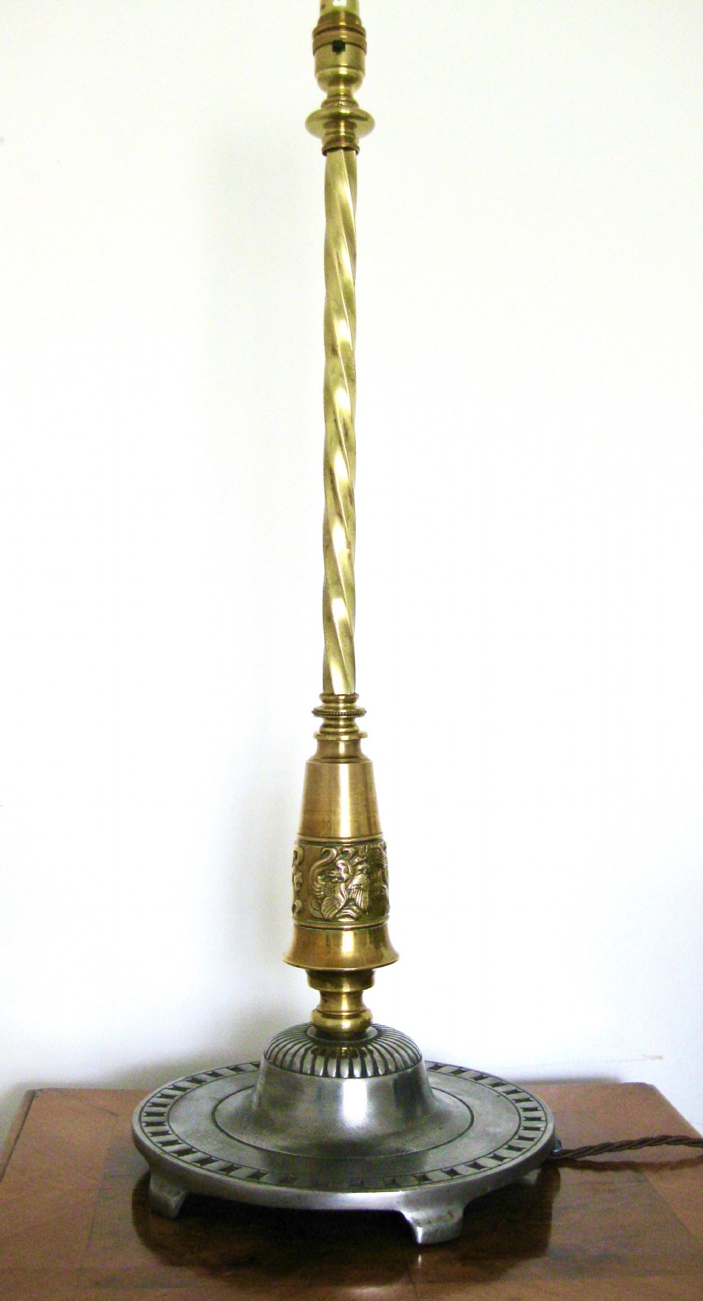 STEEL AND BRASS LAMP