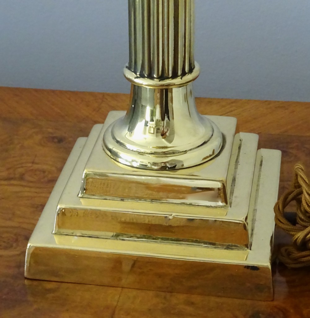 BRASS EDWARDIAN CORINTHIAN COLUMN LAMP View III