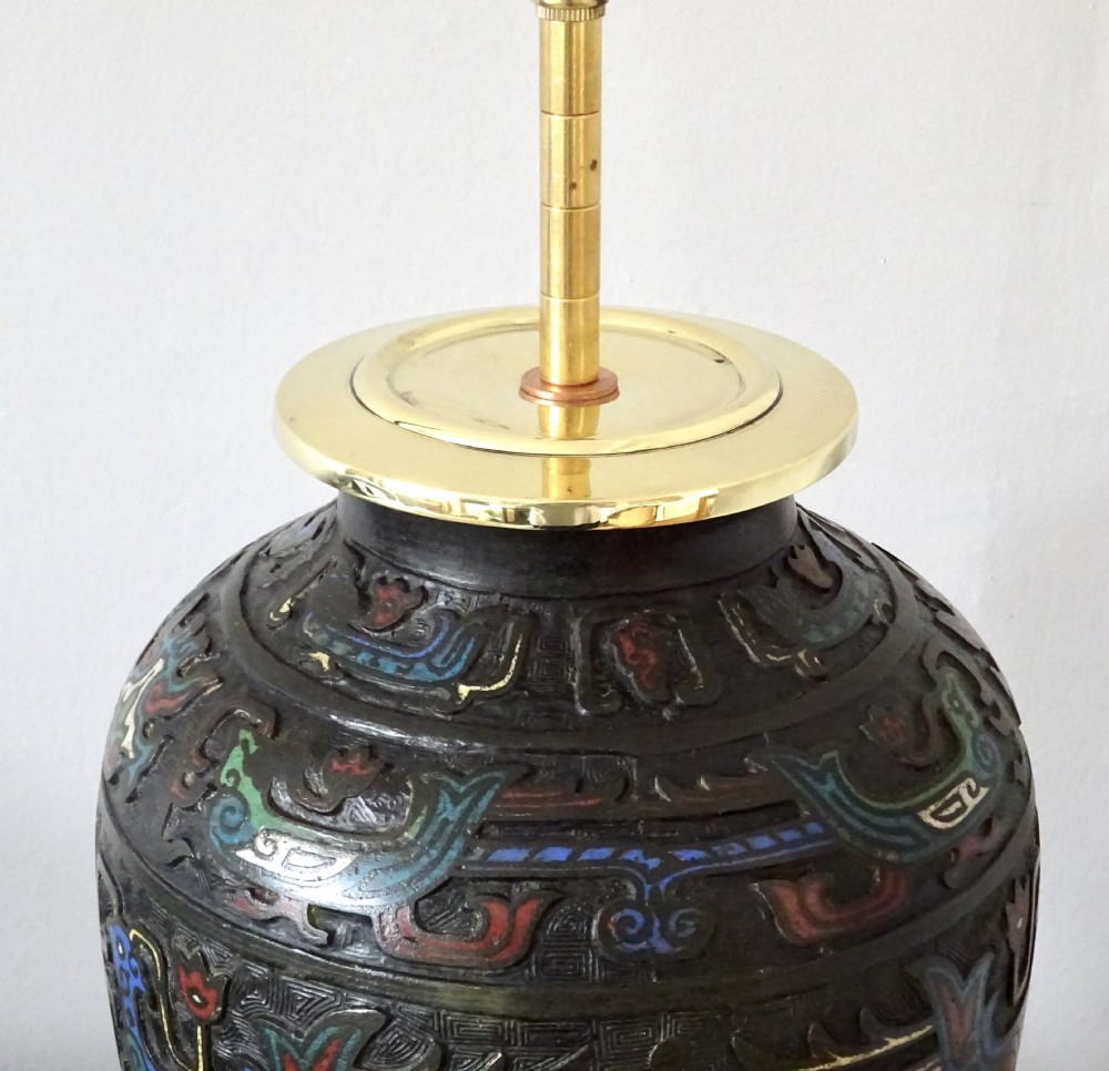 CIRCA 1880  A LARGE CLOISONNE TABLE LAMP View VI