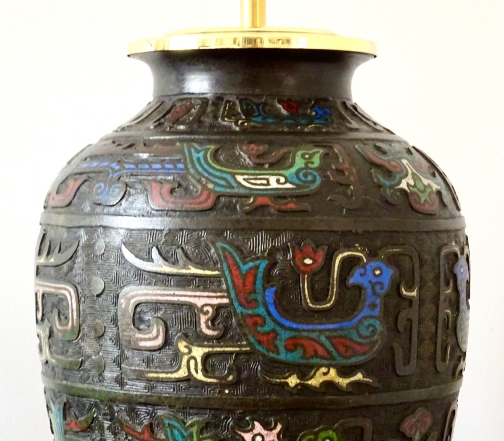 CIRCA 1880  A LARGE CLOISONNE TABLE LAMP View II
