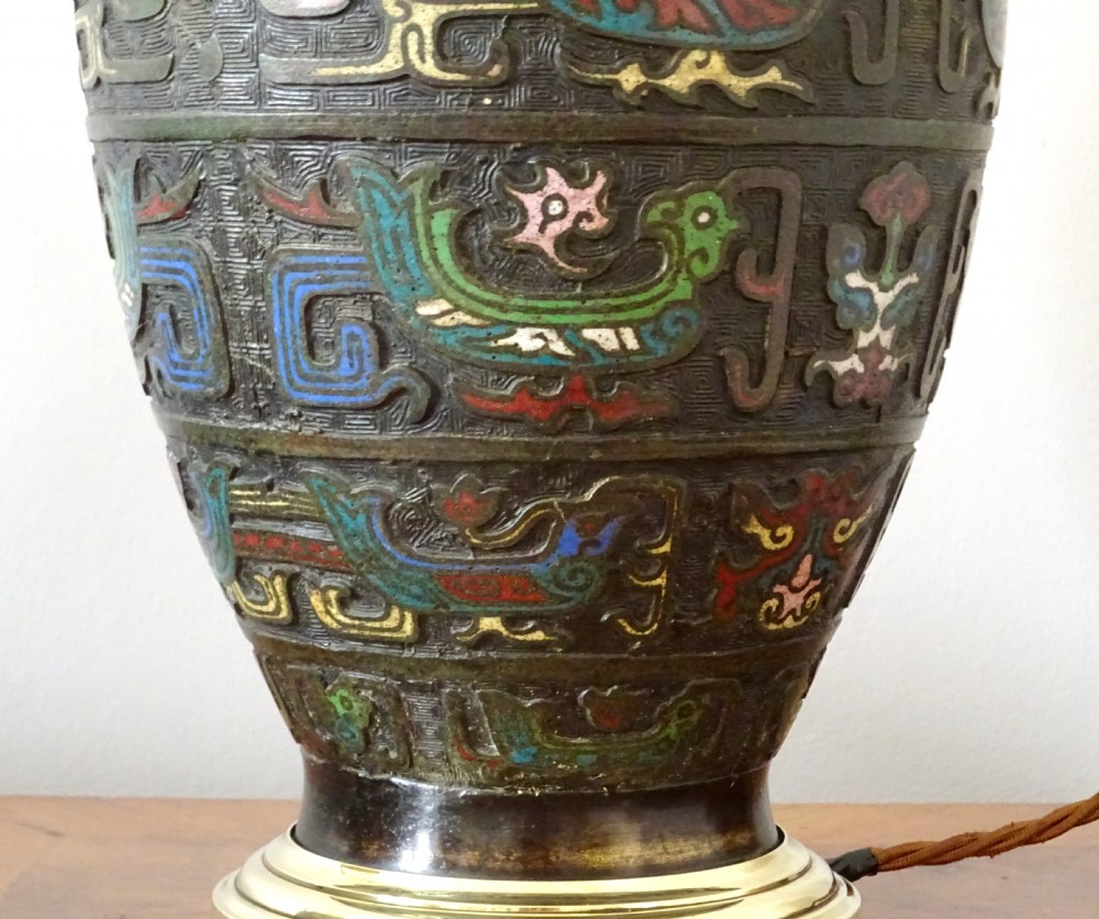 CIRCA 1880  A LARGE CLOISONNE TABLE LAMP View V