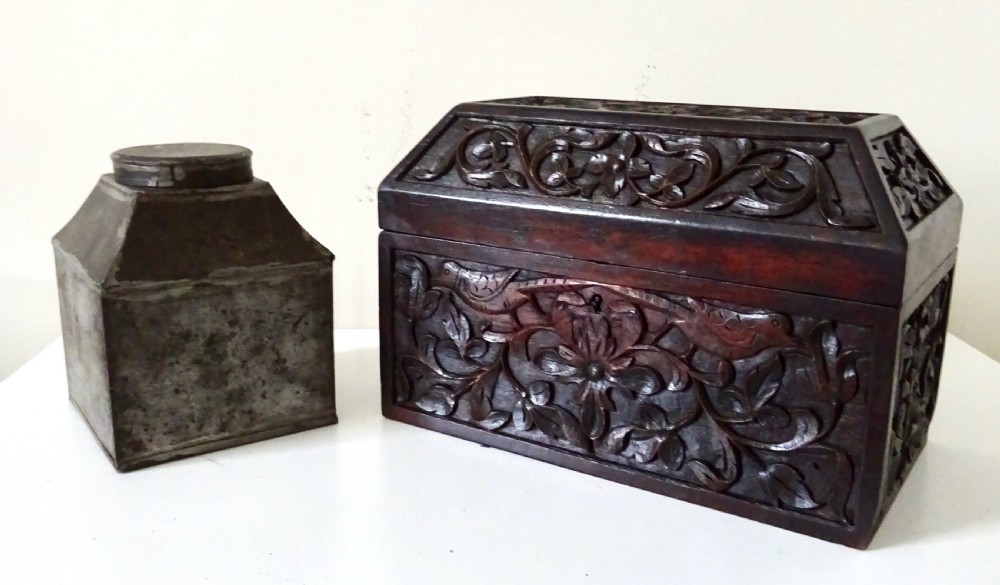 VICTORIAN  TEA CADDY WITH ORIGINAL CANISTERS View IV