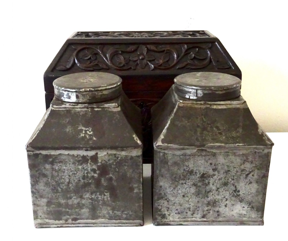 VICTORIAN  TEA CADDY WITH ORIGINAL CANISTERS View III