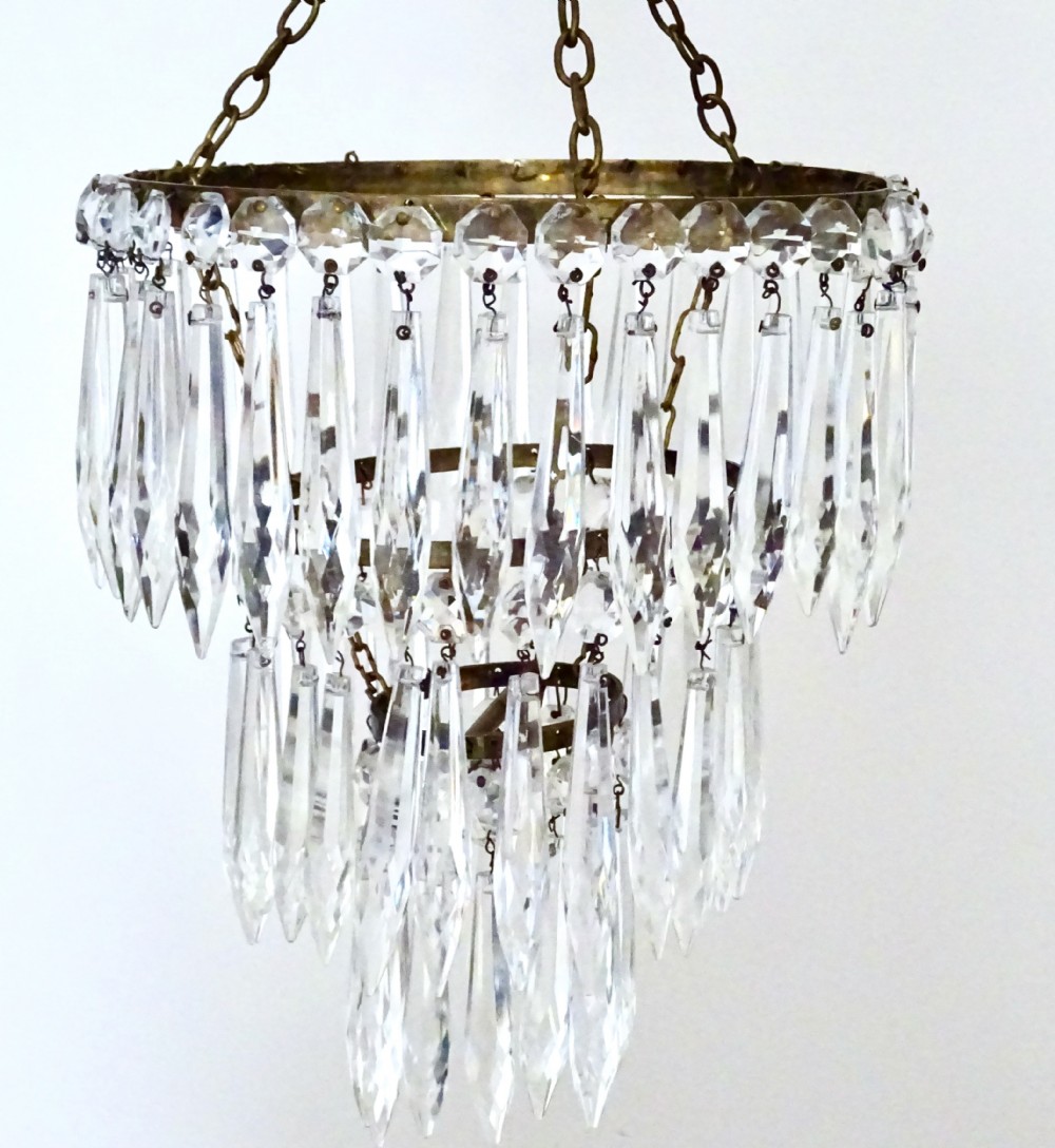 A THREE TIER GLASS DROP CEILING LIGHT View III