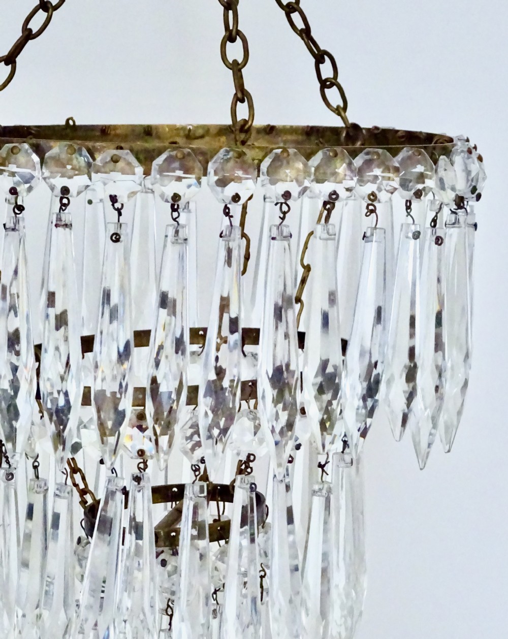 A THREE TIER GLASS DROP CEILING LIGHT View V