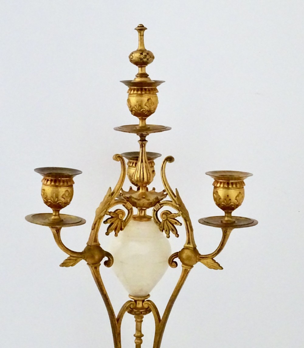 PAIR VICTORIAN ORMOLU AND MARBLE CANDELABRA  View III