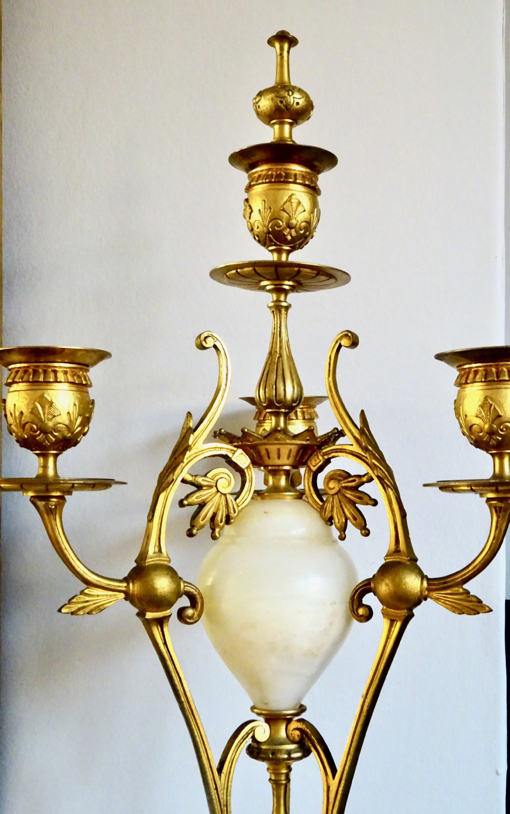 PAIR VICTORIAN ORMOLU AND MARBLE CANDELABRA  View V