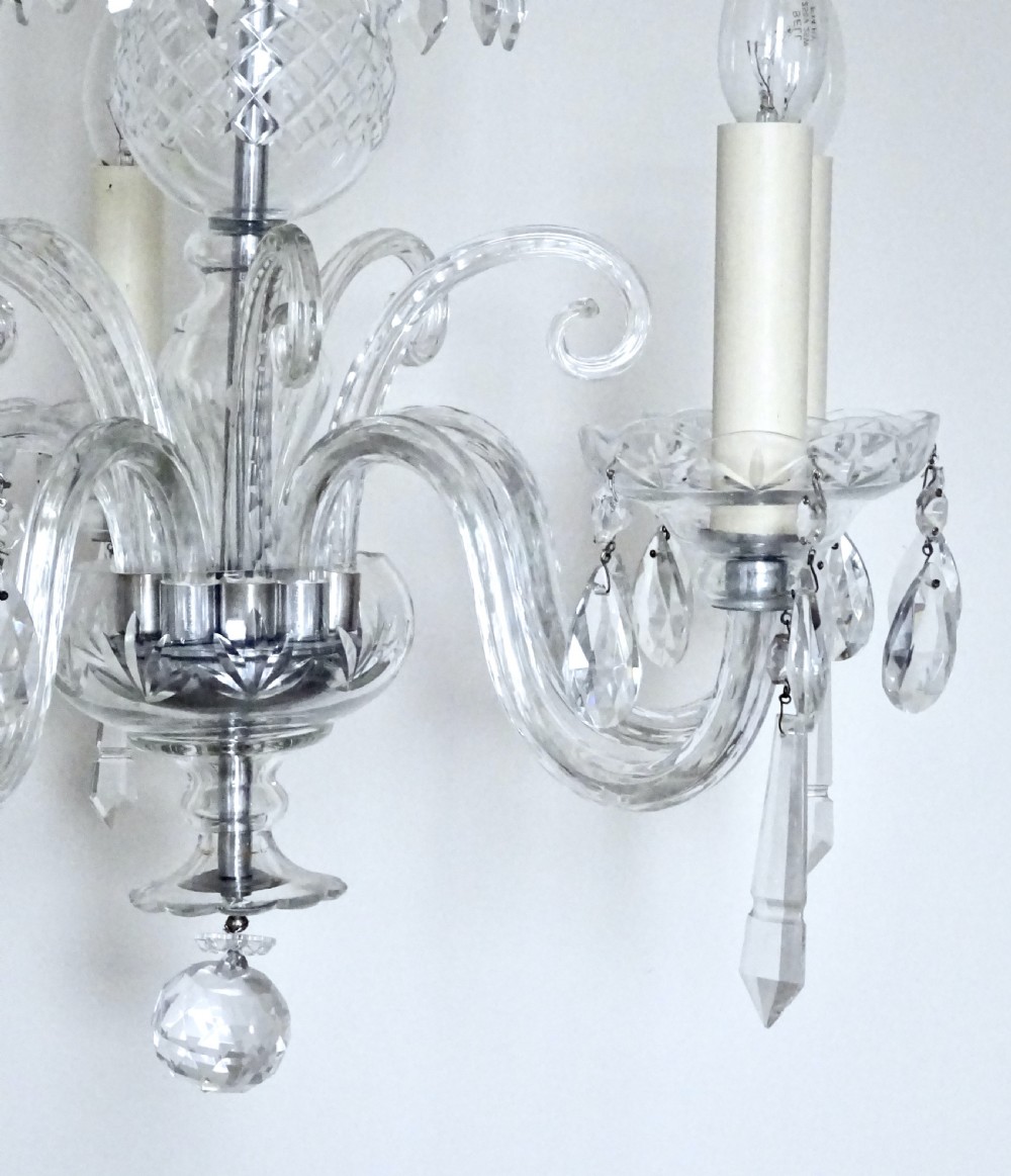 A FIVE ARM GLASS CHANDELIER View III