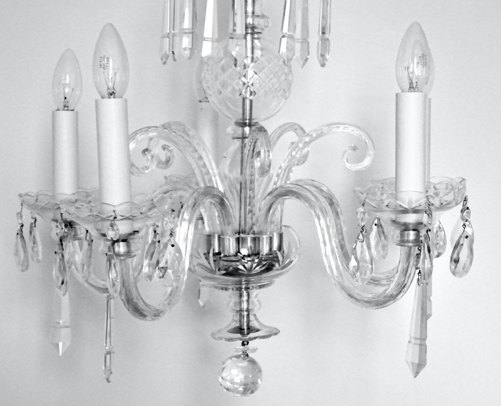 A FIVE ARM GLASS CHANDELIER View IV