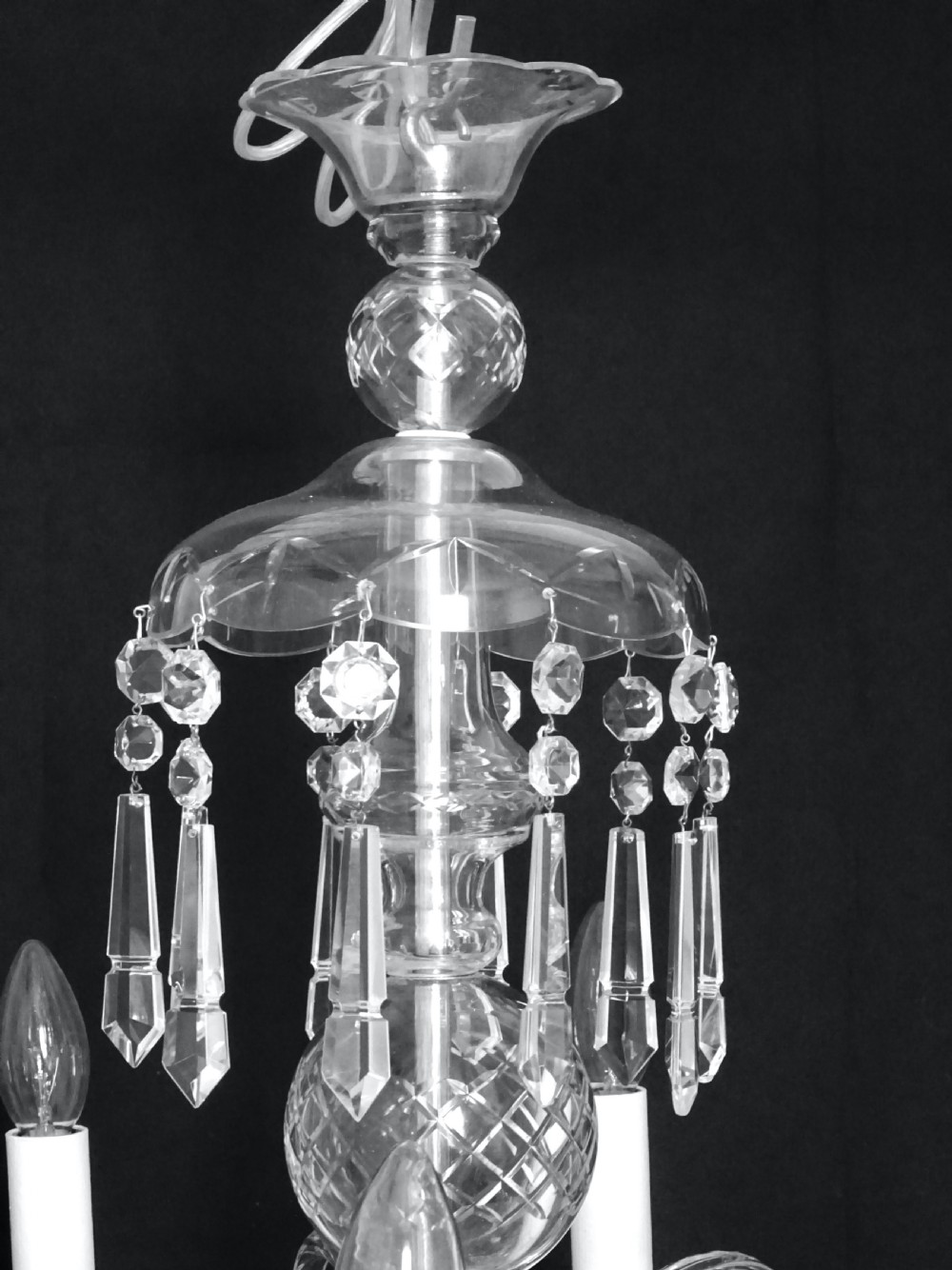 A FIVE ARM GLASS CHANDELIER View VII