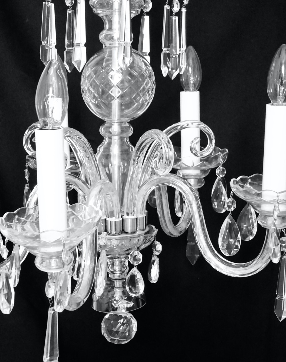 A FIVE ARM GLASS CHANDELIER View VIII