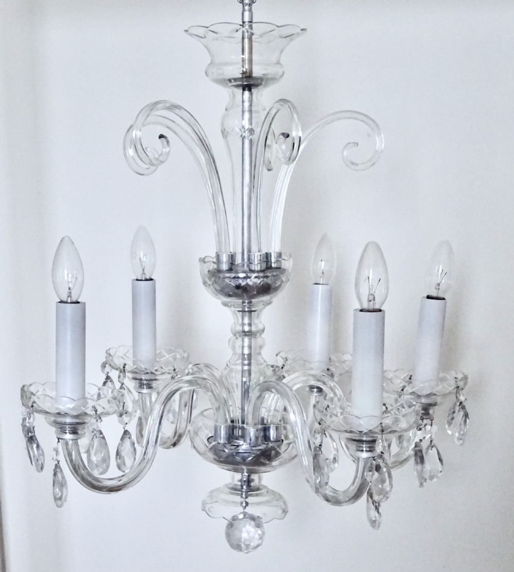 FIVE ARM GLASS CHANDELIER View IX