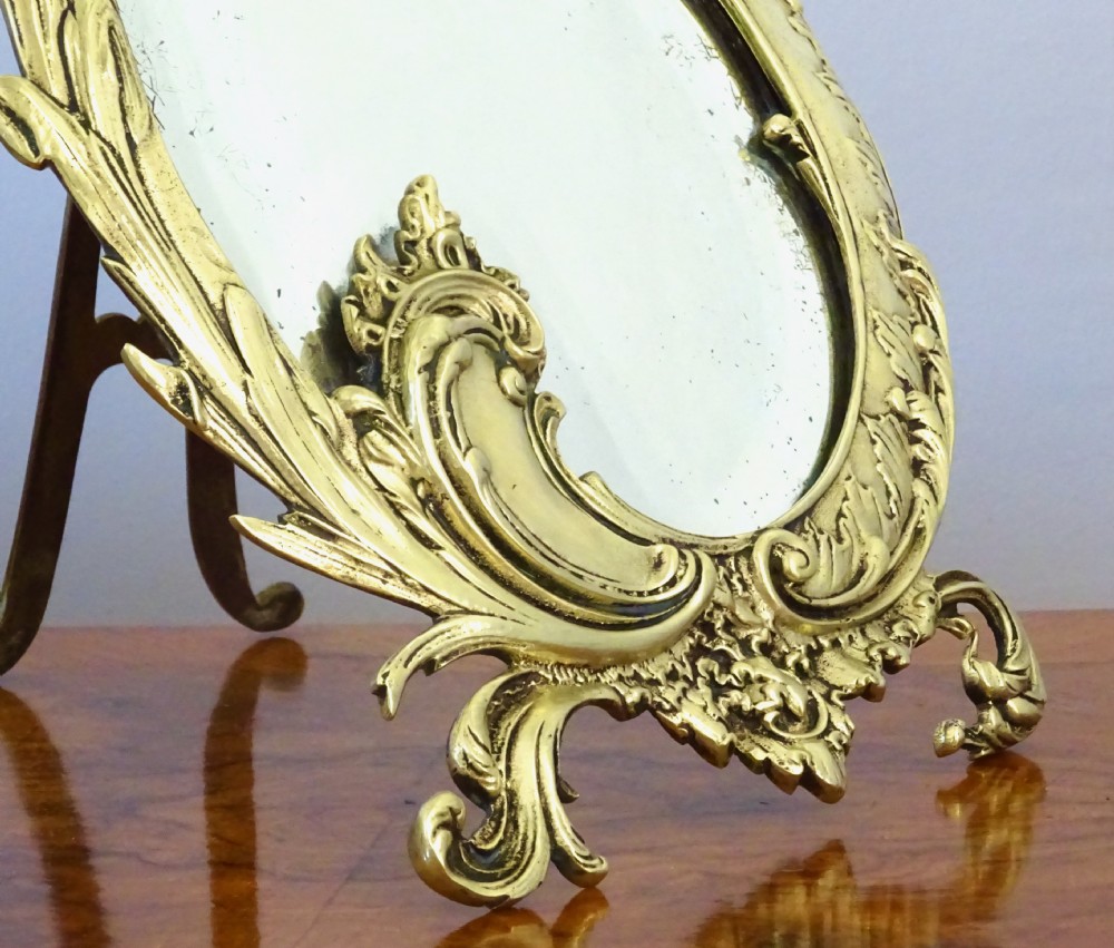 SMALL ORNATE VICTORIAN BRASS DRESSING TABLE MIRROR View II
